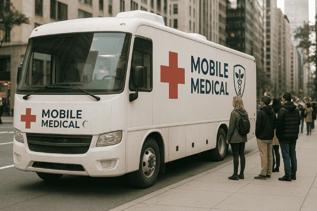 Mobile Medical Bus on a street