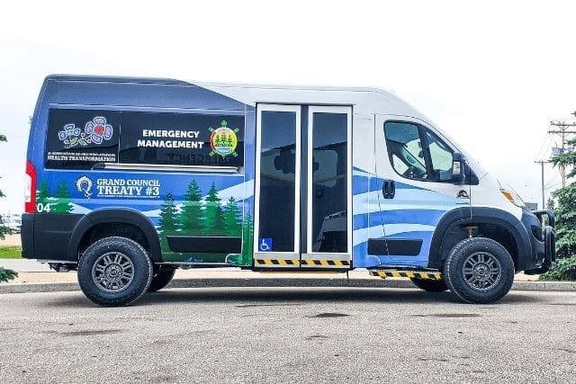 Vehicle wrap on the Grand Council Treaty 3 van.