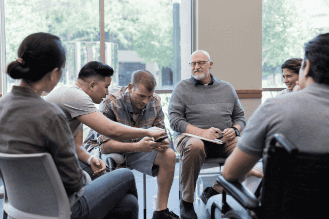 Veterans in a support group.